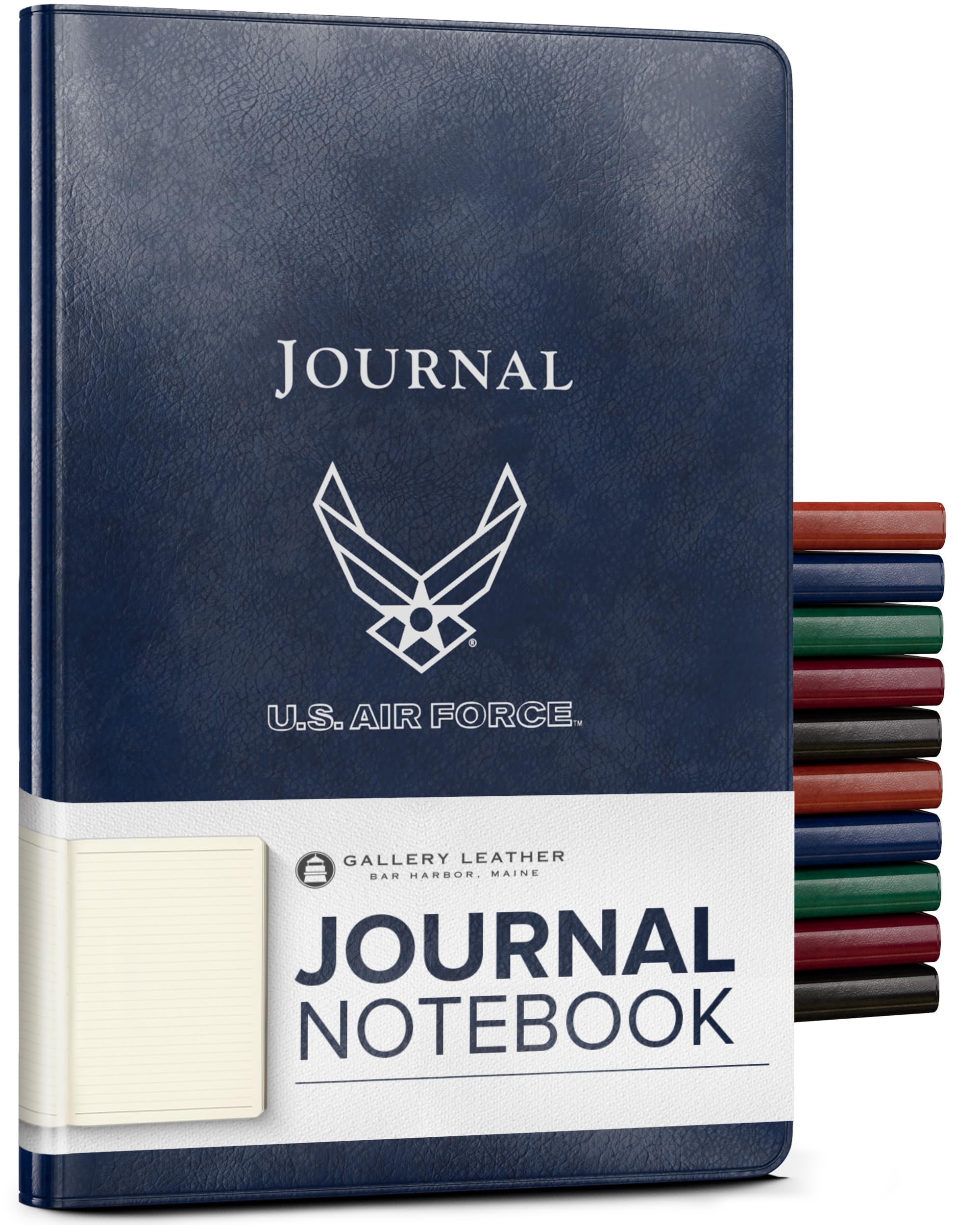Gallery Leather Journal Notebook - 192 Pages, Softcover, For Men and Women, For Writing, Work & Travel, Handcrafted - Acadia Navy-Air Force - 8 x 5.5, Desk Lined