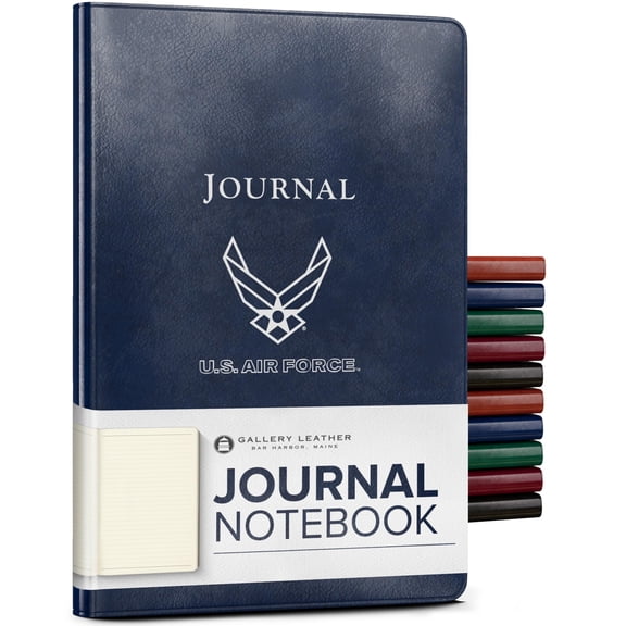 Gallery Leather Journal Notebook - 192 Pages, Softcover, For Men and Women, For Writing, Work & Travel, Handcrafted - Acadia Navy-Air Force - 8 x 5.5, Desk Lined