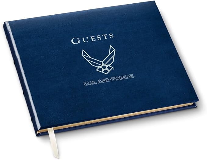 Air Force Leather Guest Book Ruled by Gallery Leather, 7"x9", Open Format - Acadia Navy
