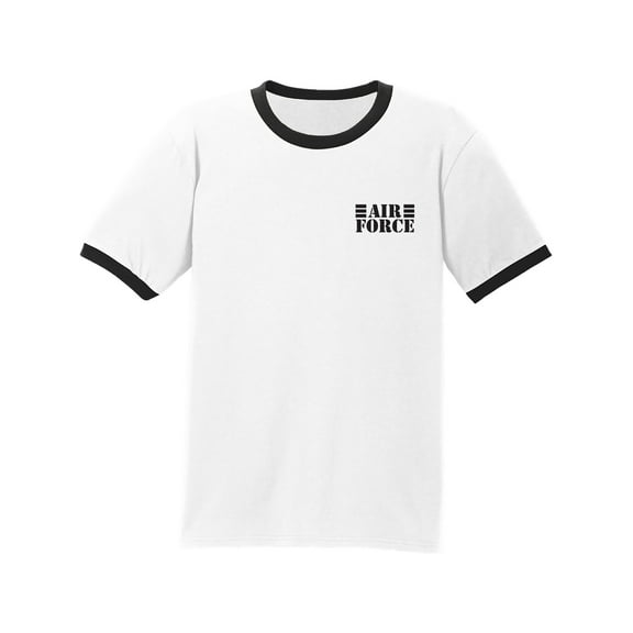 Air Force Lines Black Ink Adult Short Sleeve Ringer T-shirt