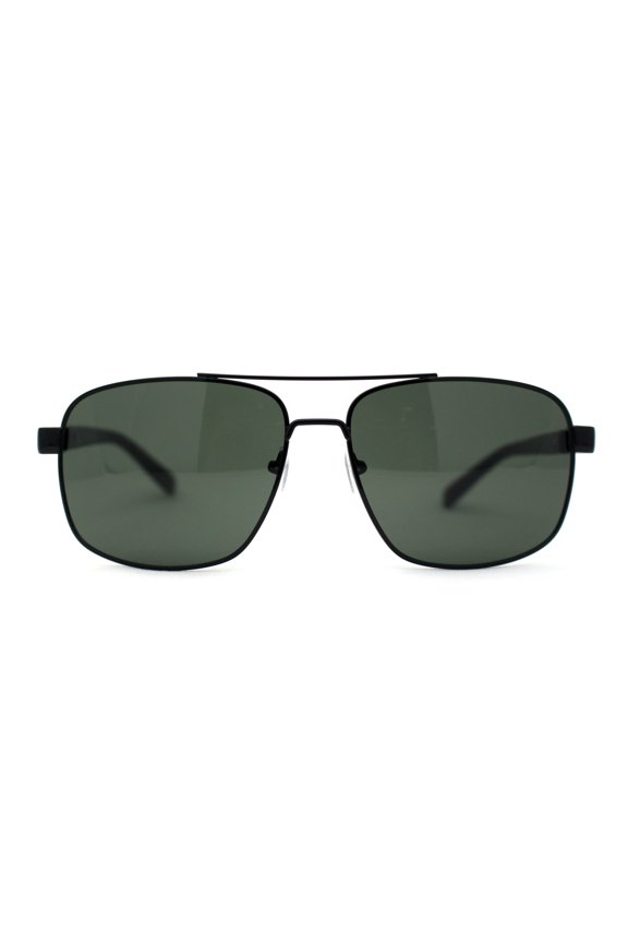 Air Force Luxury Classy Rectangular Officer Pilots Metal Sunglasses Black Green