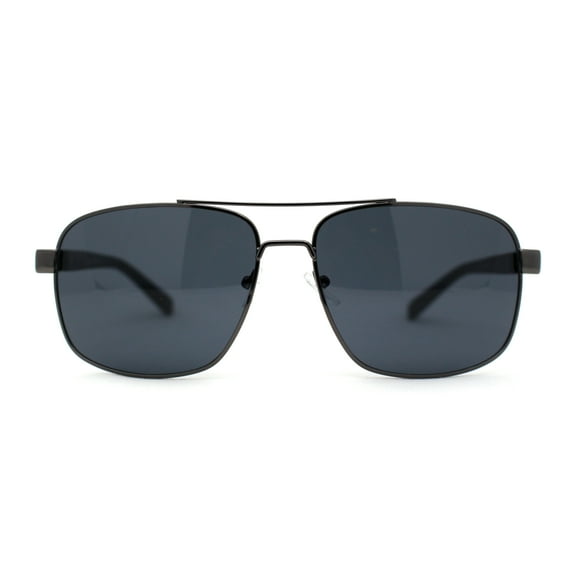 Air Force Luxury Classy Rectangular Officer Pilots Metal Sunglasses Gunmetal Black