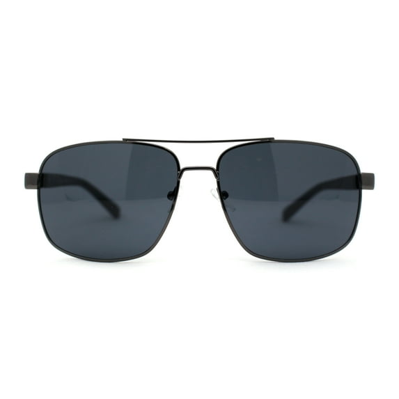 Air Force Luxury Classy Rectangular Officer Pilots Metal Sunglasses Gunmetal Black
