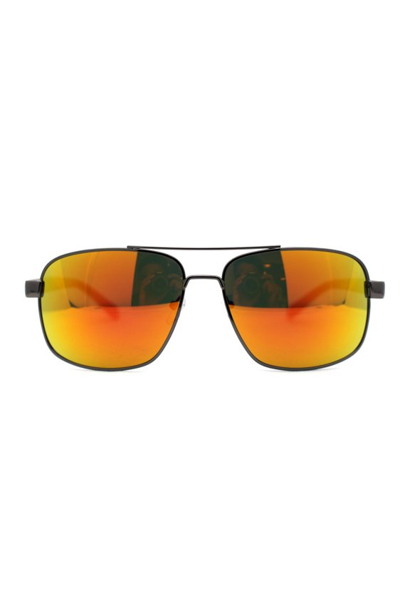 Air Force Luxury Classy Rectangular Officer Pilots Metal Sunglasses Gunmetal Green Mirror