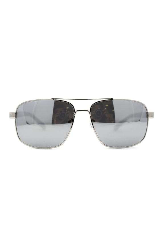 Air Force Luxury Classy Rectangular Officer Pilots Metal Sunglasses Silver Mirror