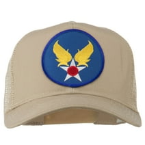 Air Force Military Patched Mesh Cap - Khaki OSFM