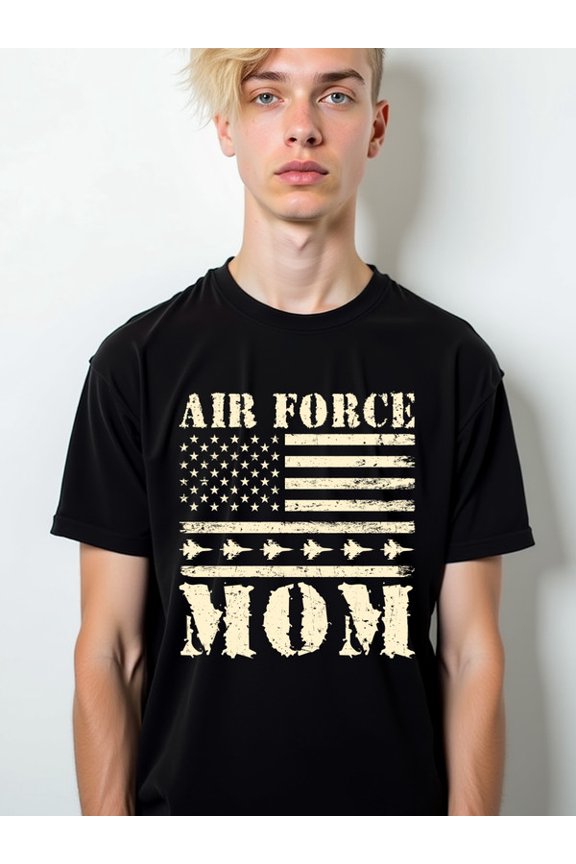 Air Force Mom Flag Tee men Crew neck T-shirts black summer graphic Hip-hop streetwear Perfect for exercise Retro Unisex Shirt Short Sleeve tshirts