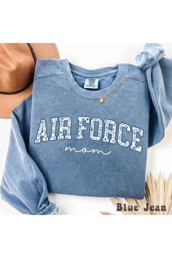 Air Force Mom TShirt Floral Military Mom Graduation Gift Proud Airman Mom Crewneck Retro B