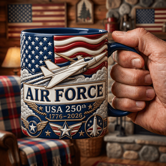 Air Force Mug, 3D Effect USA 250th Military Coffee Cup Gift