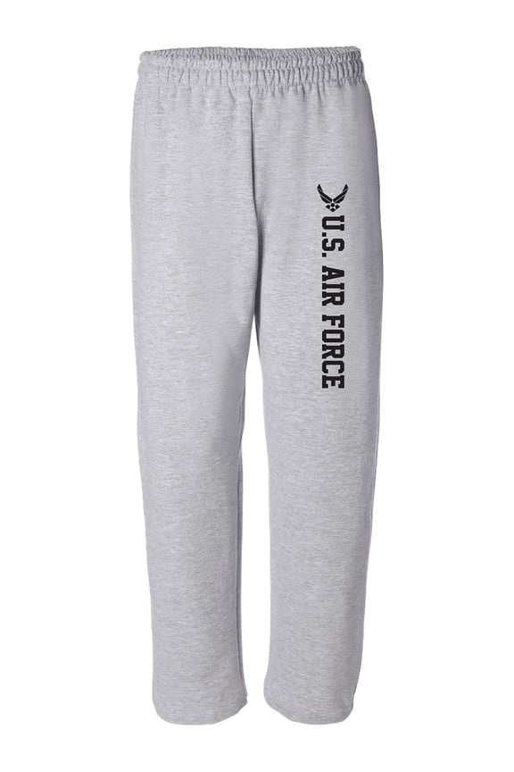 Air Force Open Bottom Sweat Pants Military Style Sweat Pants with black print