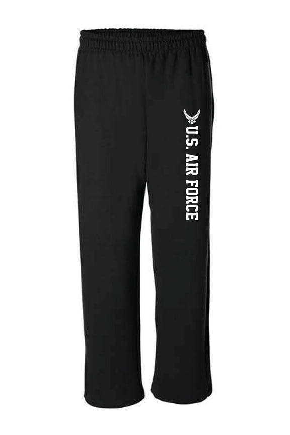 Air Force Open Bottom Sweat Pants Military Style Sweat Pants with white print