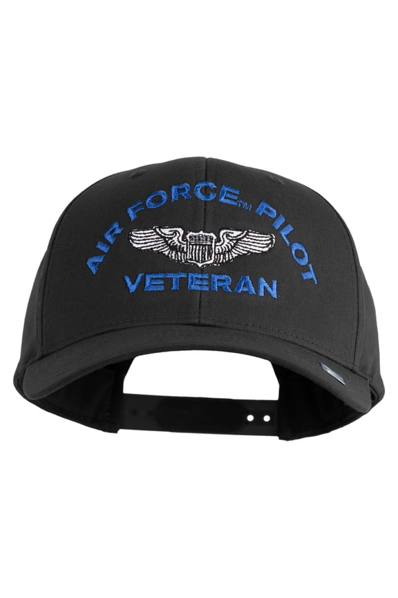 Air Force Pilot Veteran Embroidered Retro Cotton Blend Snapback Cap - Black OSFM