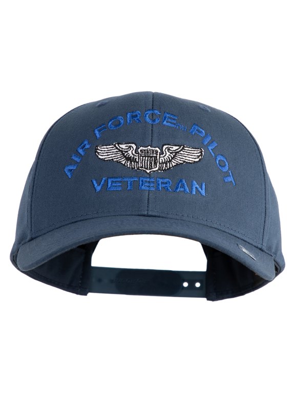 Air Force Pilot Veteran Embroidered Retro Cotton Blend Snapback Cap - Navy OSFM