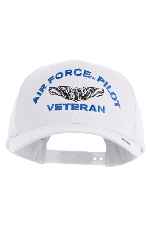 Air Force Pilot Veteran Embroidered Retro Cotton Blend Snapback Cap - White OSFM