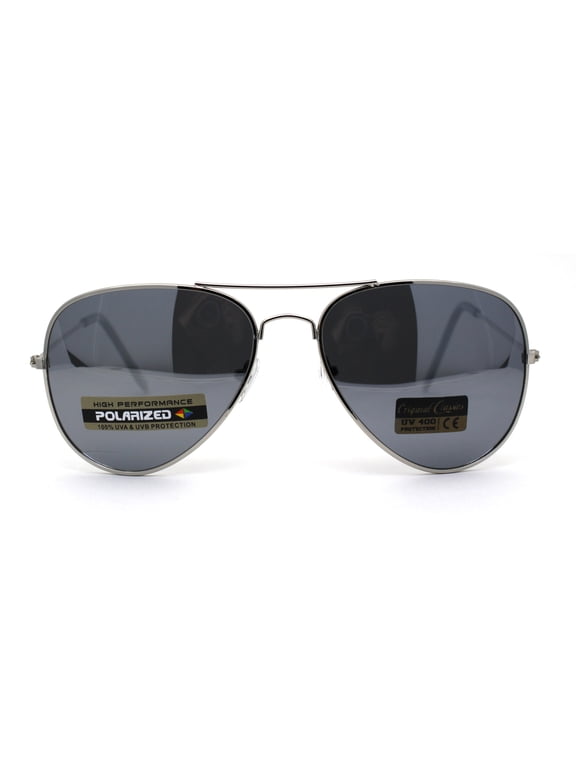 Air Force Polarized Silver Mirror Lens Police Style Cop Pilot Sunglasses
