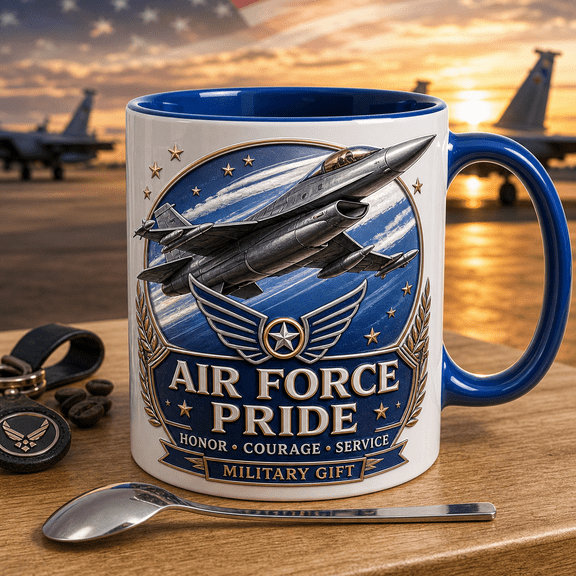 Air Force Pride Mug 3D Effect Military Gift for Veteran, Pilot, Airman or Service Member