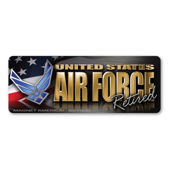 Air Force Retired Chrome Mini Bumper Strip Magnet