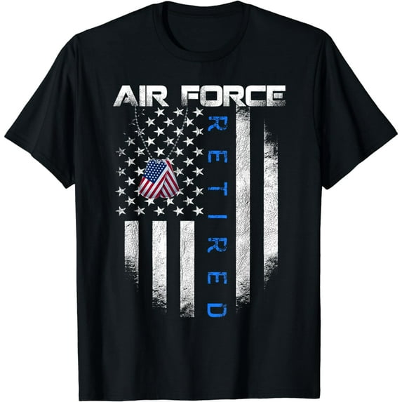 Air Force Retired US Flag T-Shirt Veteran US Air Force T-Shirt