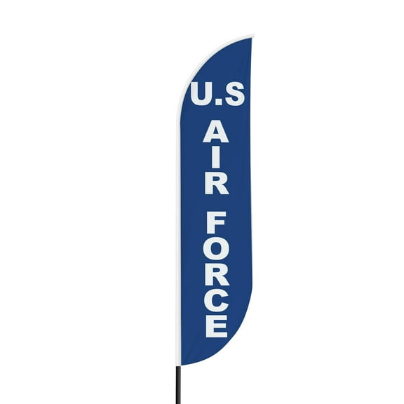 Air Force Sign feather flag for Outdoor by Mavis Printing | 11.5 FEET Long Polyester Outdoor Banner Flag for Easy Hang | HD Print Swooper I Flag Only to Advertise Air Force | Made in USA I Flag Only