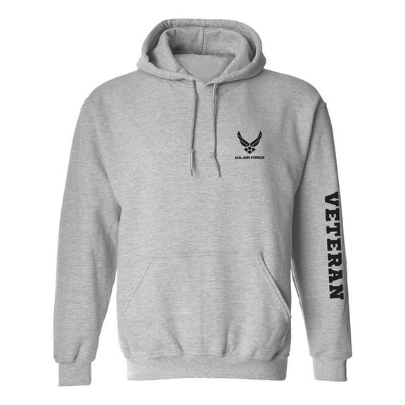 Air Force "Veteran" Black Sleeve Print Adult Hooded Sweatshirt