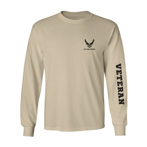 Air Force "Veteran" Black Sleeve Print Adult Long Sleeve T-shirt