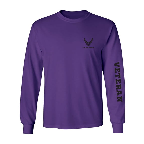 Air Force "Veteran" Black Sleeve Print Adult Long Sleeve T-shirt