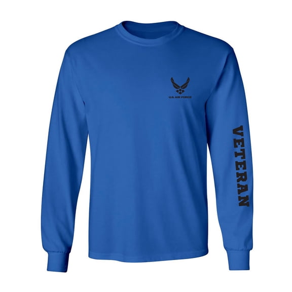 Air Force "Veteran" Black Sleeve Print Adult Long Sleeve T-shirt