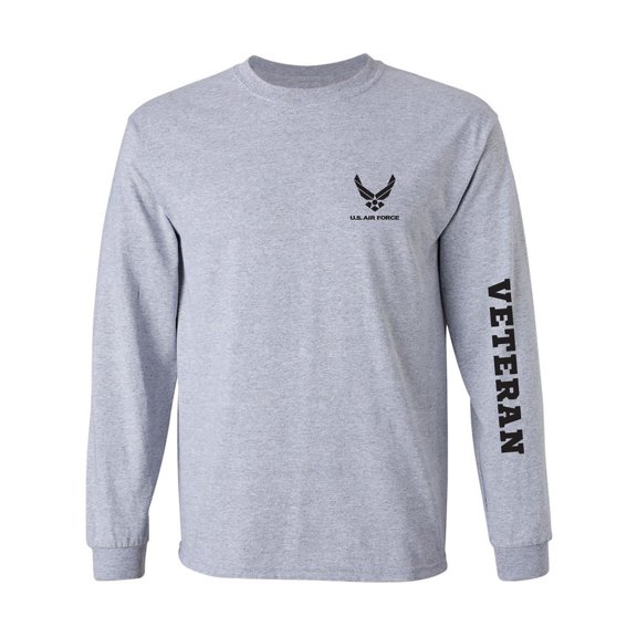 Air Force "Veteran" Black Sleeve Print Adult Long Sleeve T-shirt