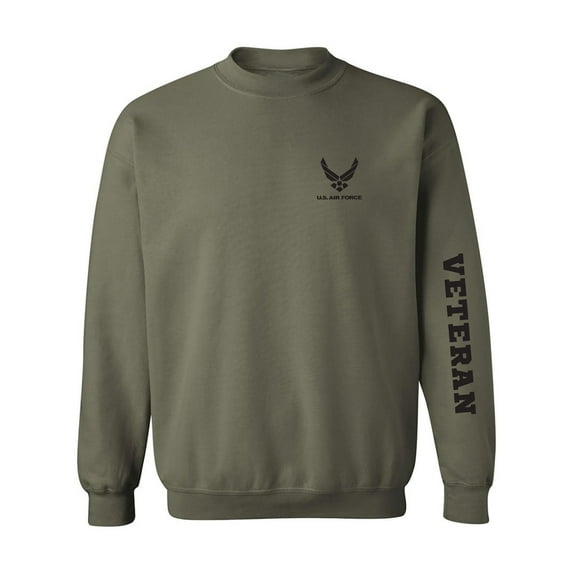 Air Force "Veteran" Black Sleeve Print Crewneck Sweatshirt