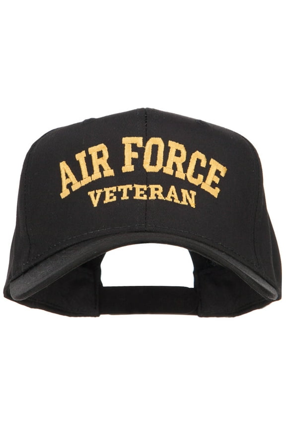 Air Force Veteran Letters Embroidered Cotton Cap - Black OSFM
