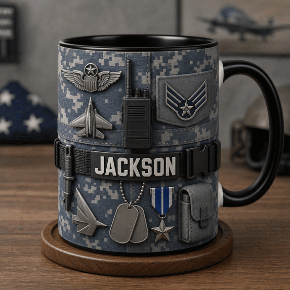 Air Force Veteran Mug Personalized Accent Mug Father’s Day Gift for Dad
