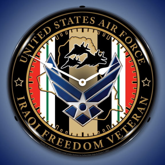 Air Force Veteran Operation Iraqi Freedom LED Lighted Premium Wall Clock