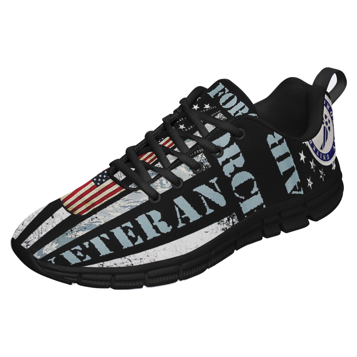 Air Force Veteran Running Shoes Sneakers Mesh Black Size 12