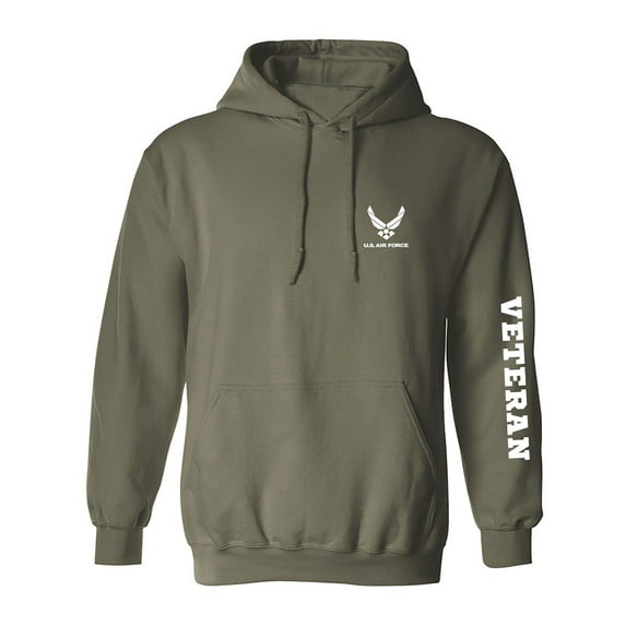 Air Force "Veteran" White Sleeve Print Adult Hooded Sweatshirt