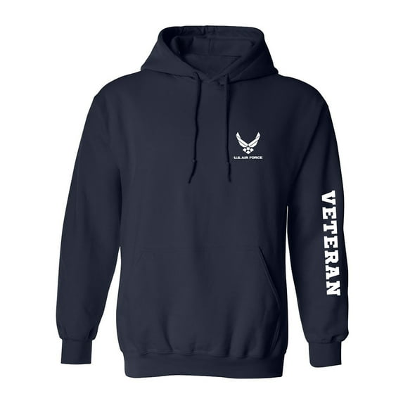 Air Force "Veteran" White Sleeve Print Adult Hooded Sweatshirt