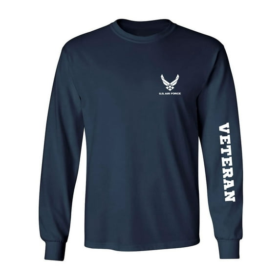 Air Force "Veteran" White Sleeve Print Adult Long Sleeve T-shirt