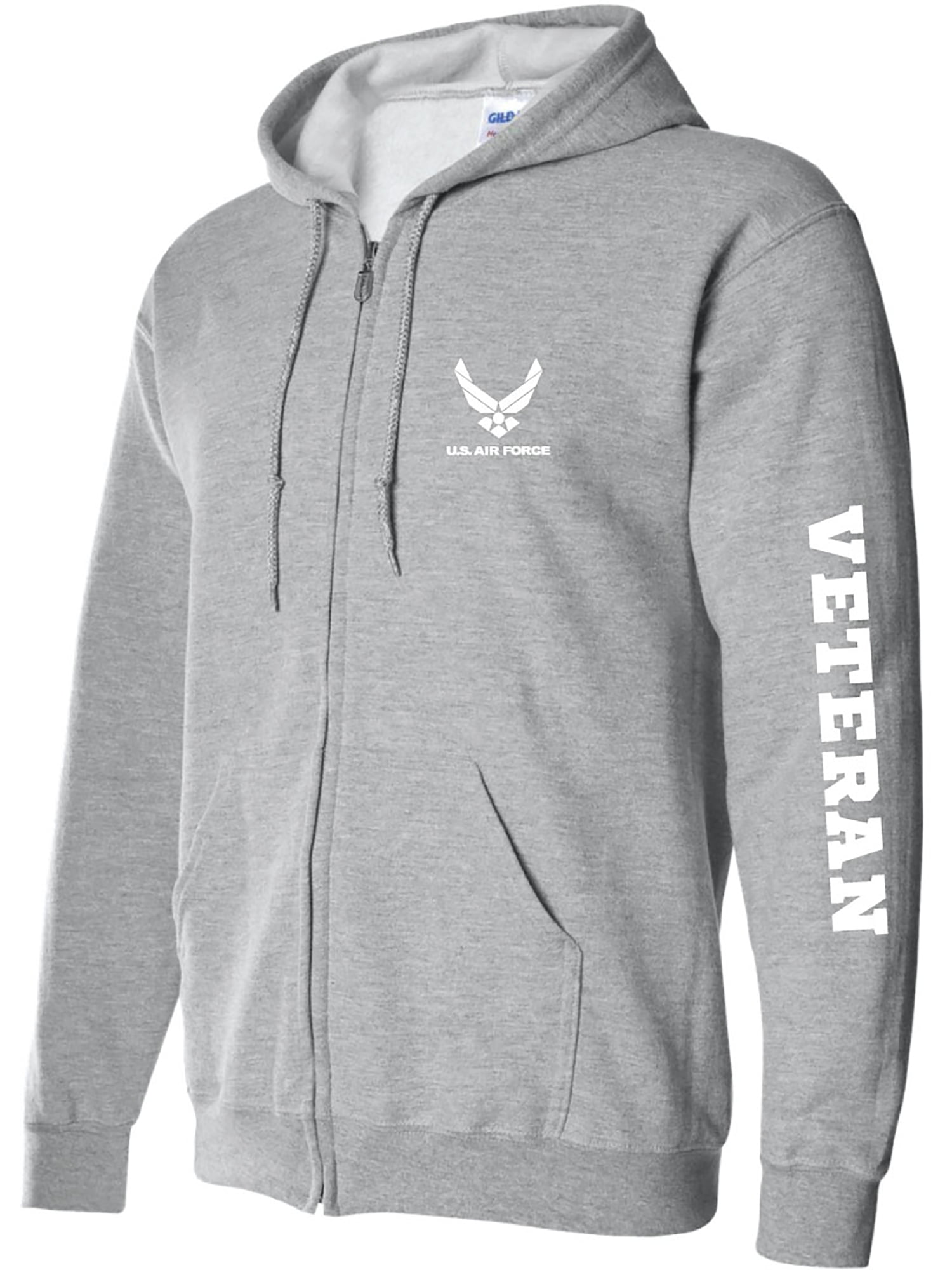 Air Force "Veteran" White Sleeve Print Full-Zip Hooded Sweatshirt