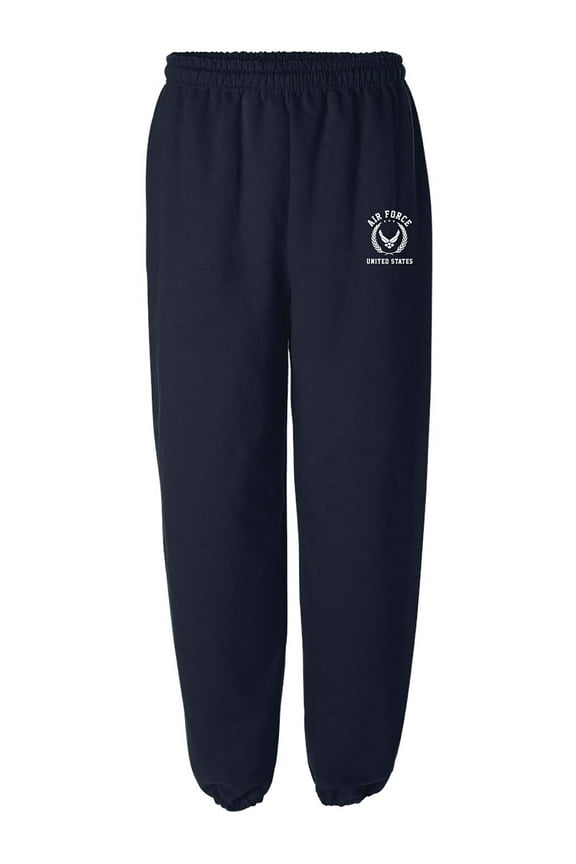 Air Force White Crest Elastic Bottom Sweatpants with white print