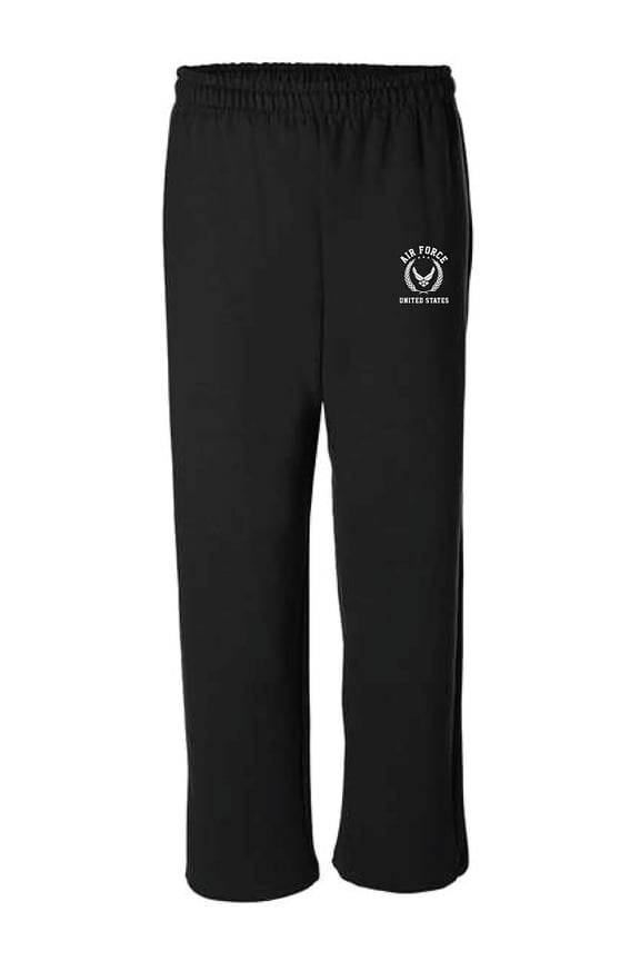 Air Force White Crest Open Bottom Sweatpants with white print