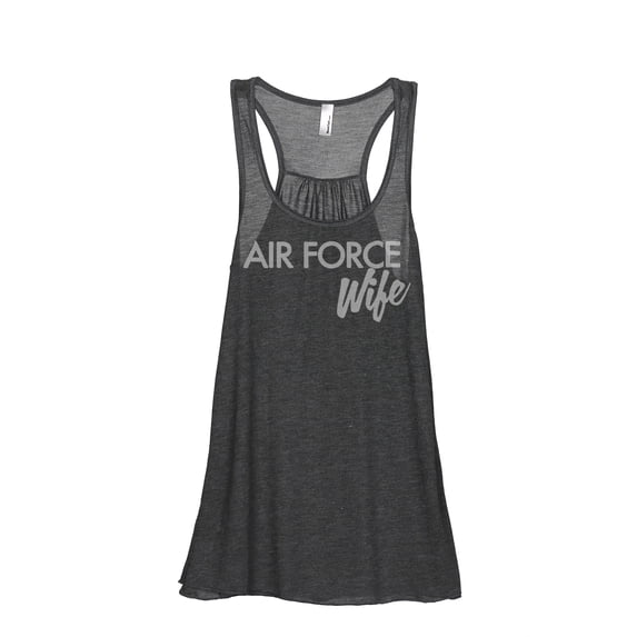 Air Force Wife Women's Fashion Sleeveless Flowy Racerback Tank Top Charcoal Grey Small