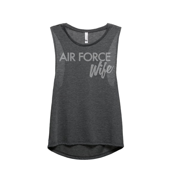 Air Force Wife Women's Fashion Sleeveless Muscle Tank Top Tee Charcoal Grey Medium