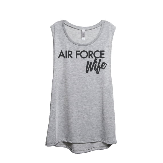 Air Force Wife Women's Fashion Sleeveless Muscle Tank Top Tee Sport Grey Medium