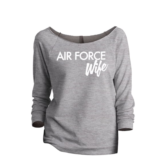Air Force Wife Women's Fashion Slouchy 3/4 Sleeves Raglan Sweatshirt Sport Grey Small