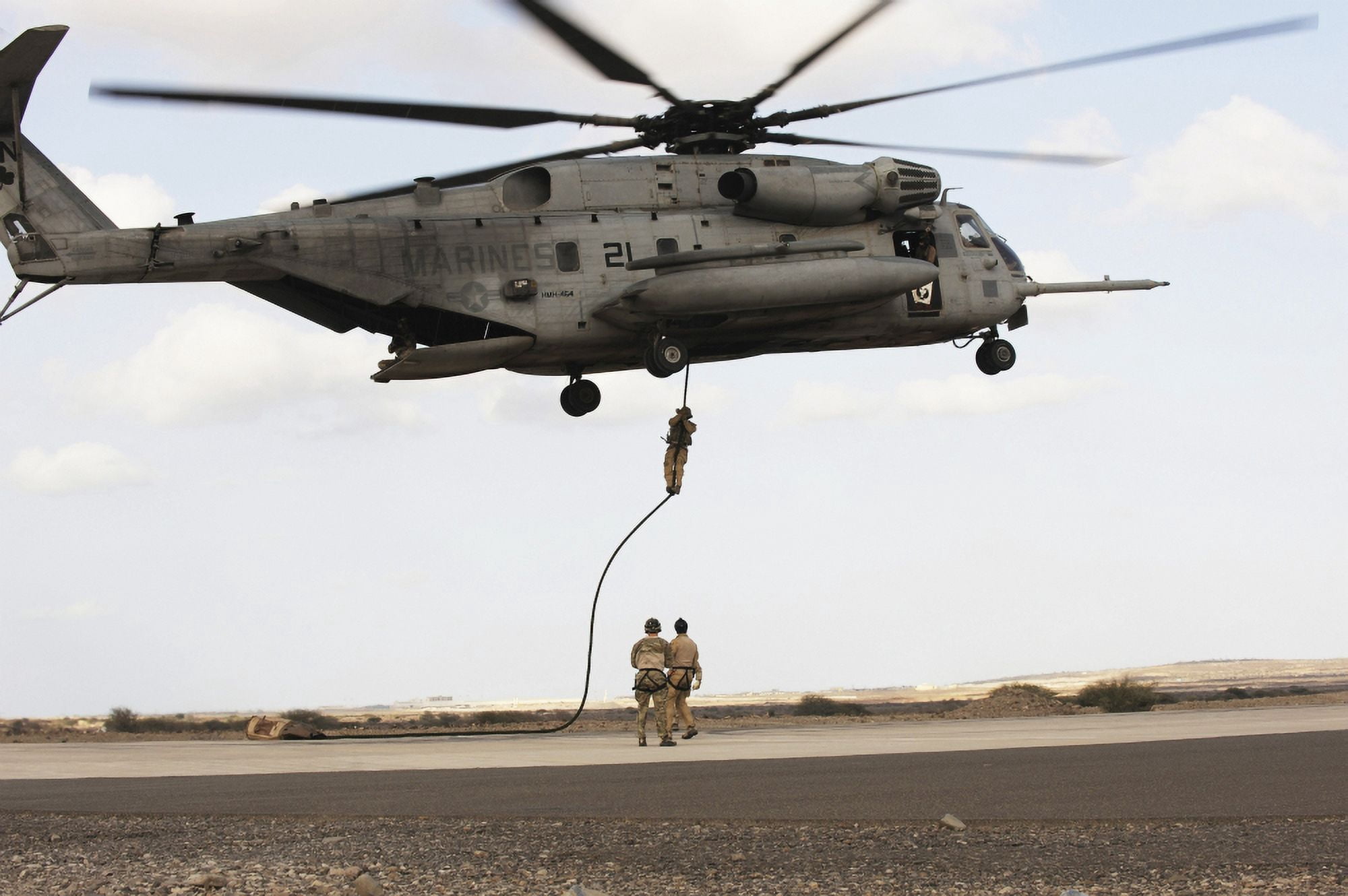 Air Force pararescuemen conduct a combat insertion and extraction exercise in Djibouti Africa Canvas Art - Stocktrek Images (34 x 23)