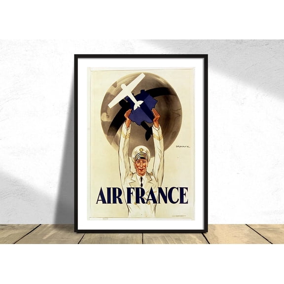 Air France Advertising Poster French Decor Vintage Travel Eiffel Tower Old Advertisement Airlines, Unframed Paper Poster 8x10in