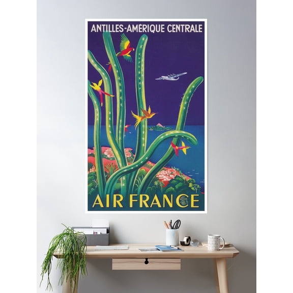 Air France, Colorful, Retro Vintage Travel Poster Poster Wall Art, Modern Wall Decor For Living Room Bedroom, 8x12 UNFRAMED