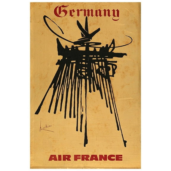 Air France - Germany - Vintage Airline Travel Poster (8x12Inches-US/CANOnly)