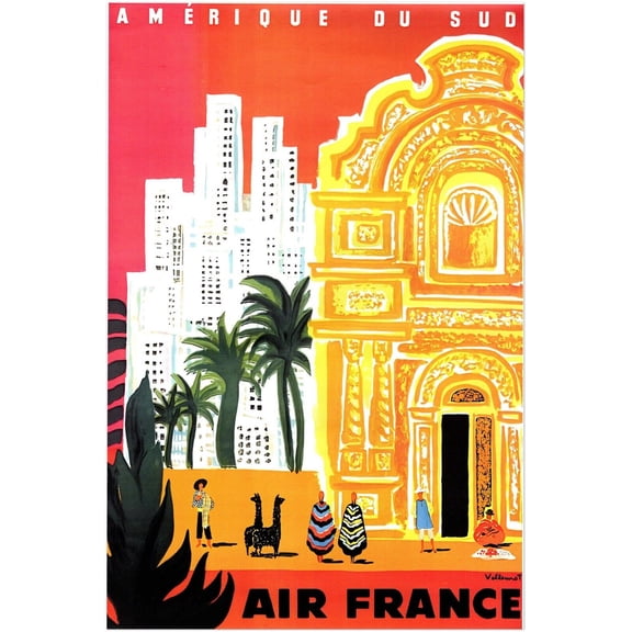 Air France - South America - Airline Vintage Travel Poster, Retro Posters (8x12(US/CANonly))