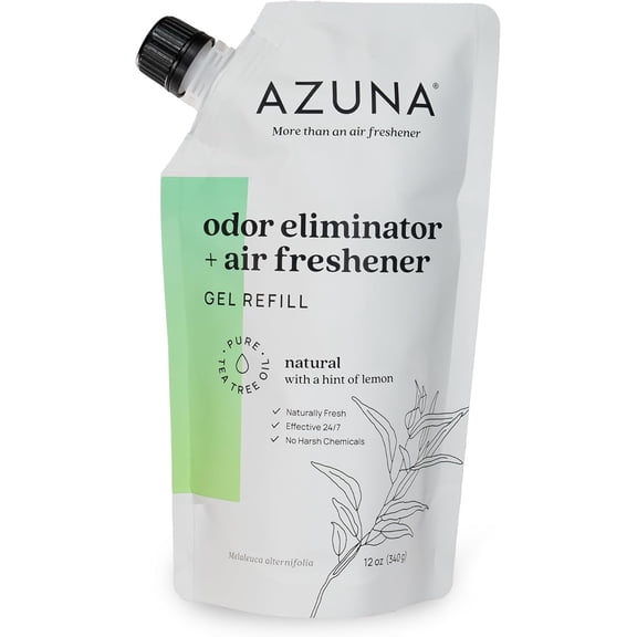 Air Freshener and Odor Eliminator for Strong Odor Gel 12oz Refill Pouch with Tea Tree Oil | Plant-Based & Long Lasting | Pet, Smoke, Home and Bathroom | Natural Scent | Last 60-90 Days