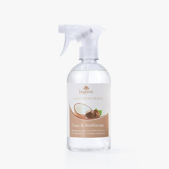 Air Freshener for Home, Car, and Office. Odor eliminator. Deodorizer For Bedding Pillows Sheets. Coconut & Hazelnut scent. 500ml (16.9 Oz)